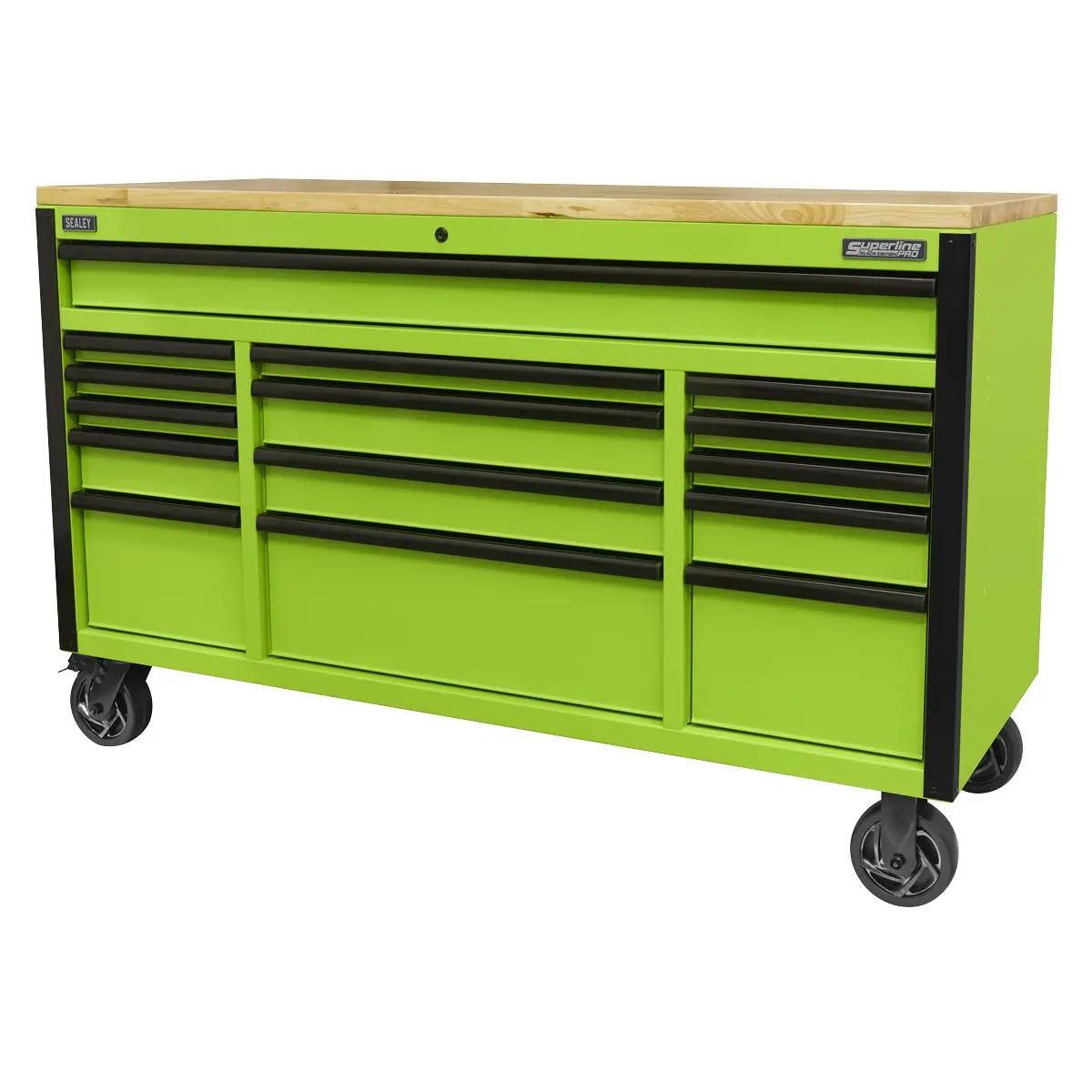Sealey Superline Pro 15 Drawer Mobile Trolley with Wooden Worktop 1549mm - Image 7