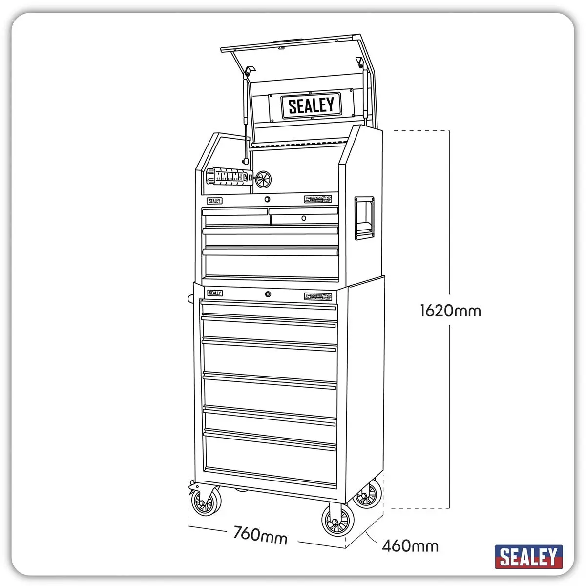 Sealey Superline Pro 9 Drawer Tool Chest Combination with Power Strip - Image 5