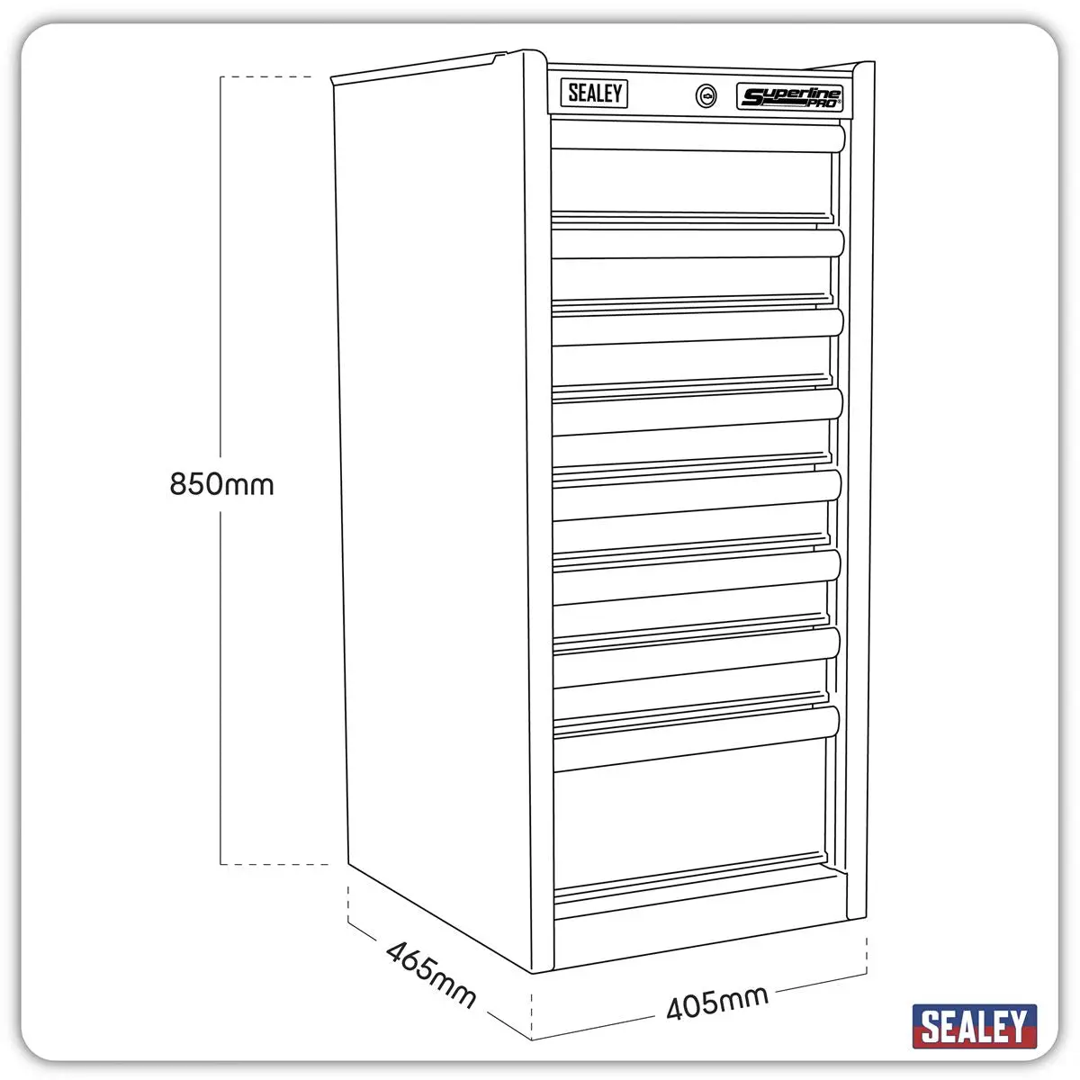 Sealey Superline Pro Hang-On Chest 8 Drawer with Ball-Bearing Slides - Red - Image 5