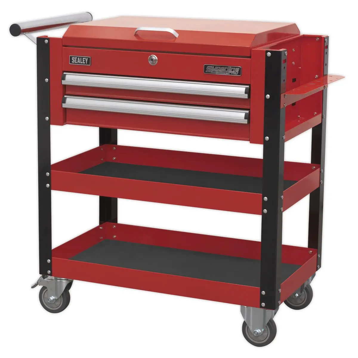 Sealey Superline Pro Heavy-Duty Mobile Tool & Parts Trolley 2 Drawers & Lockable Top - Red - Image 8
