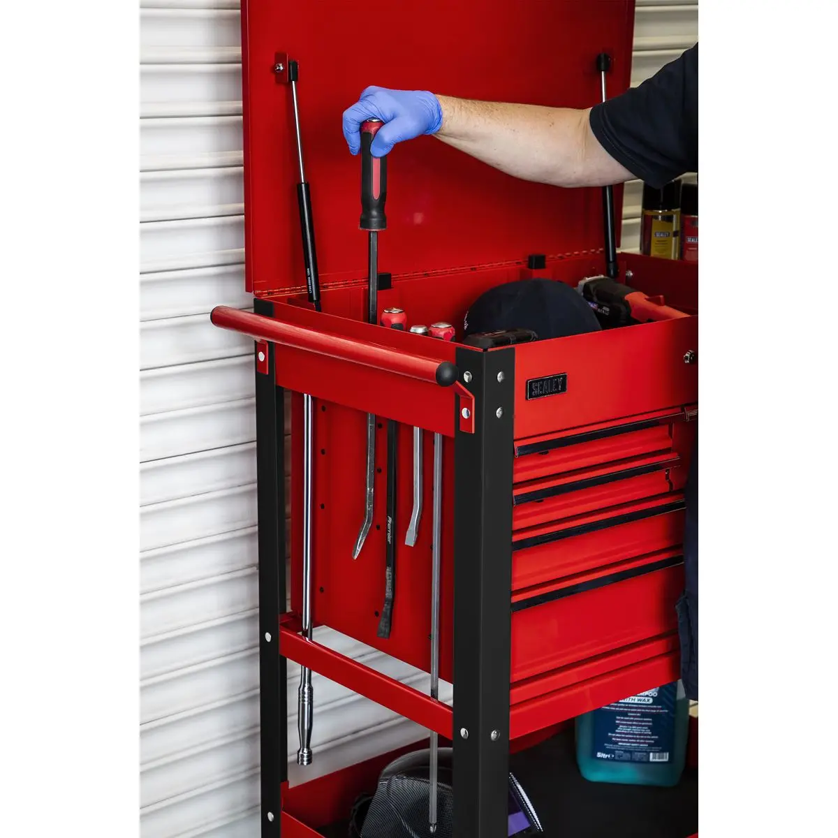 Sealey Superline Pro Heavy-Duty Mobile Tool & Parts Trolley with 5 Drawers & Lockable Top - Image 2