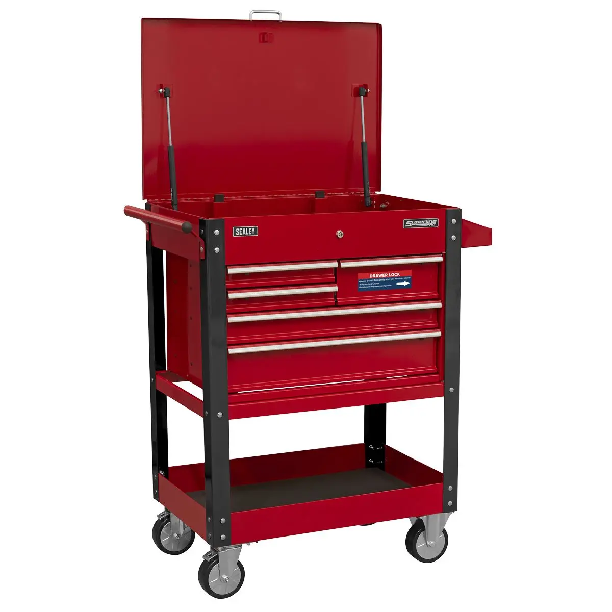 Sealey Superline Pro Heavy-Duty Mobile Tool & Parts Trolley with 5 Drawers & Lockable Top - Image 4