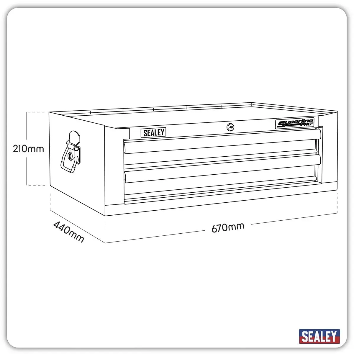 Sealey Superline Pro Mid-Box Tool Chest 2 Drawer with Ball-Bearing Slides - Orange - Image 2