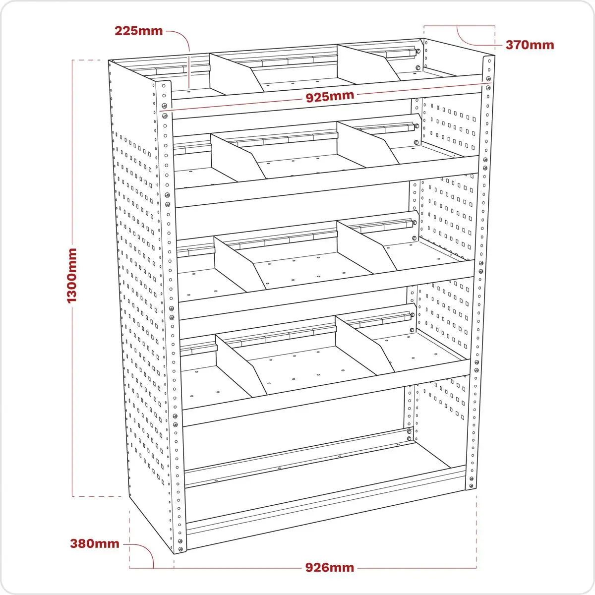 Sealey Superline Pro Modular Flat Shelf Van Storage Unit 925mm - Image 4