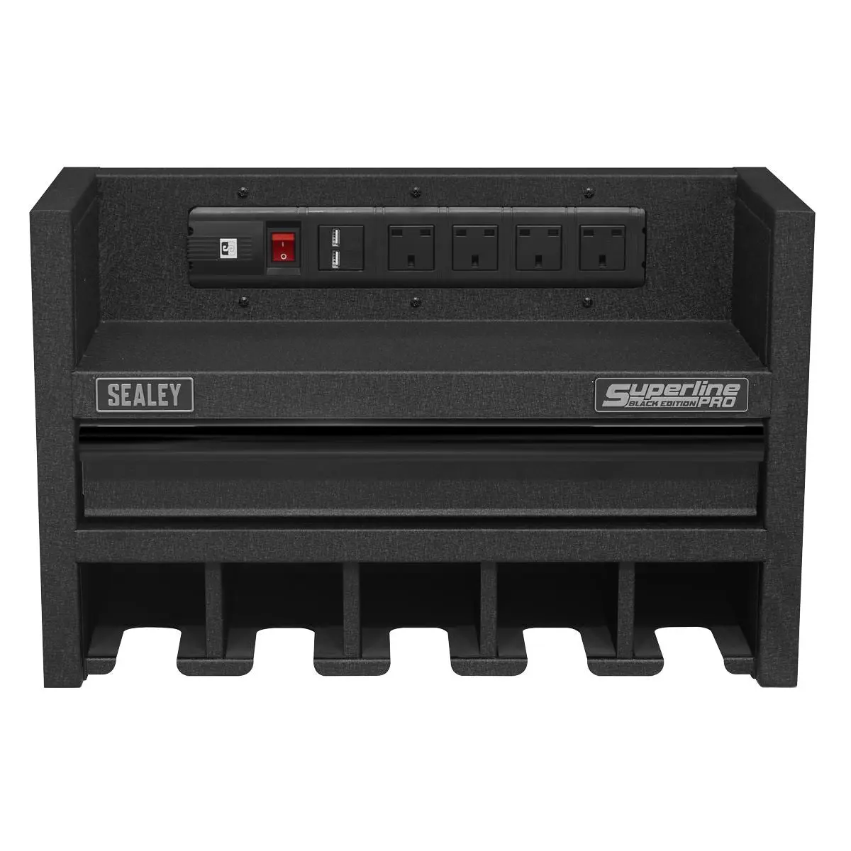 Sealey Superline Pro Power Tool Storage Rack with Drawer & Power Strip - Image 2