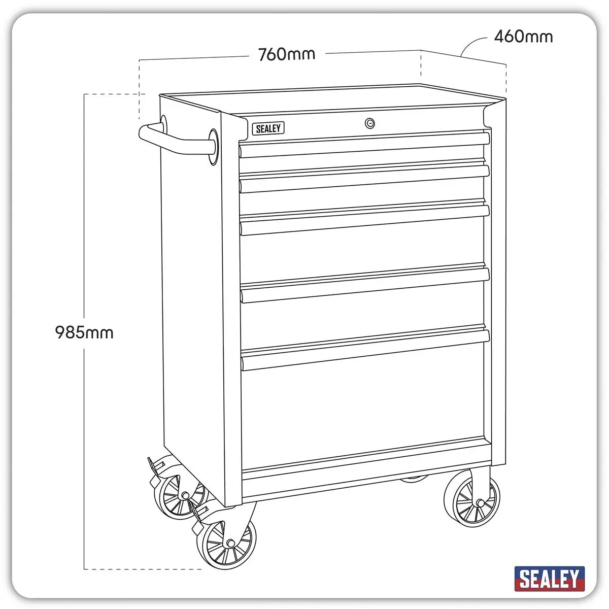 Sealey Superline Pro Rollcab 5 Drawer 680mm with Soft Close Drawers - Image 2