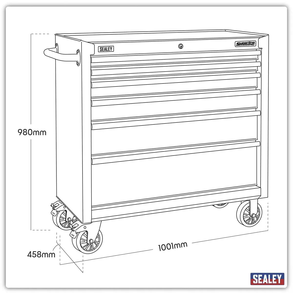 Sealey Superline Pro Rollcab 6 Drawer 915mm with Soft Close Drawers - Image 7
