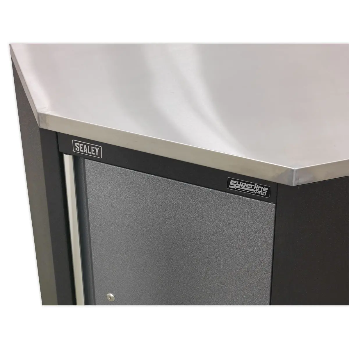 Sealey Superline Pro Stainless Steel Worktop for Modular Corner Cabinet 865mm - Image 4