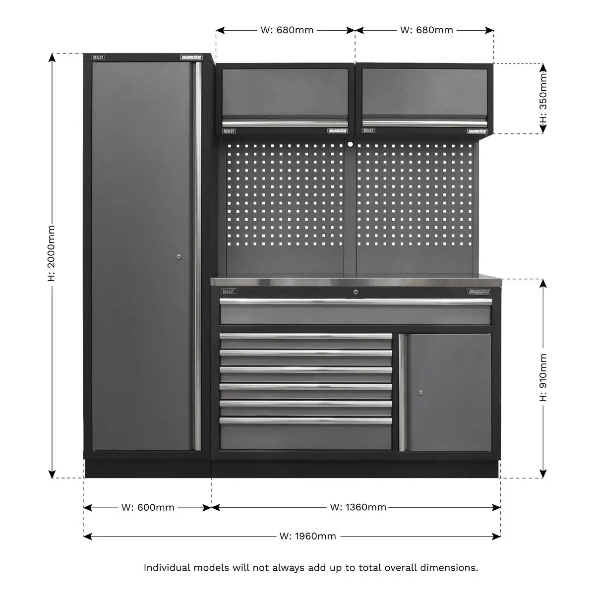 Sealey Superline Pro Superline PRO® 1.96m Storage System - Stainless Steel Worktop - Image 16