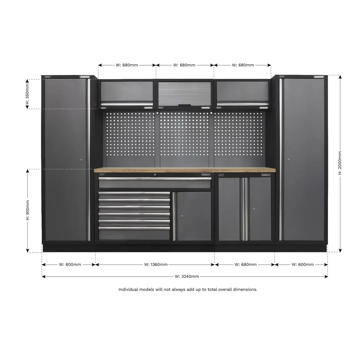 Sealey Superline Pro Superline PRO® 3.24m Storage System - Pressed Wood Worktop - Image 7