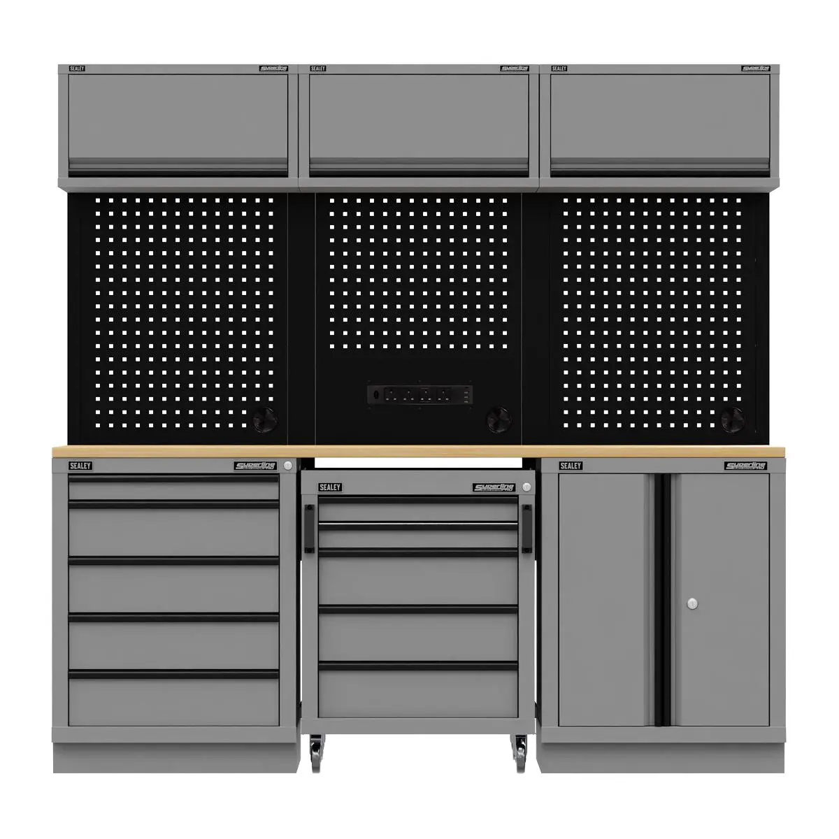 Sealey Superline Pro Superline PRO® Black Edition Storage System with Rubber Wood Worktop 2.04m