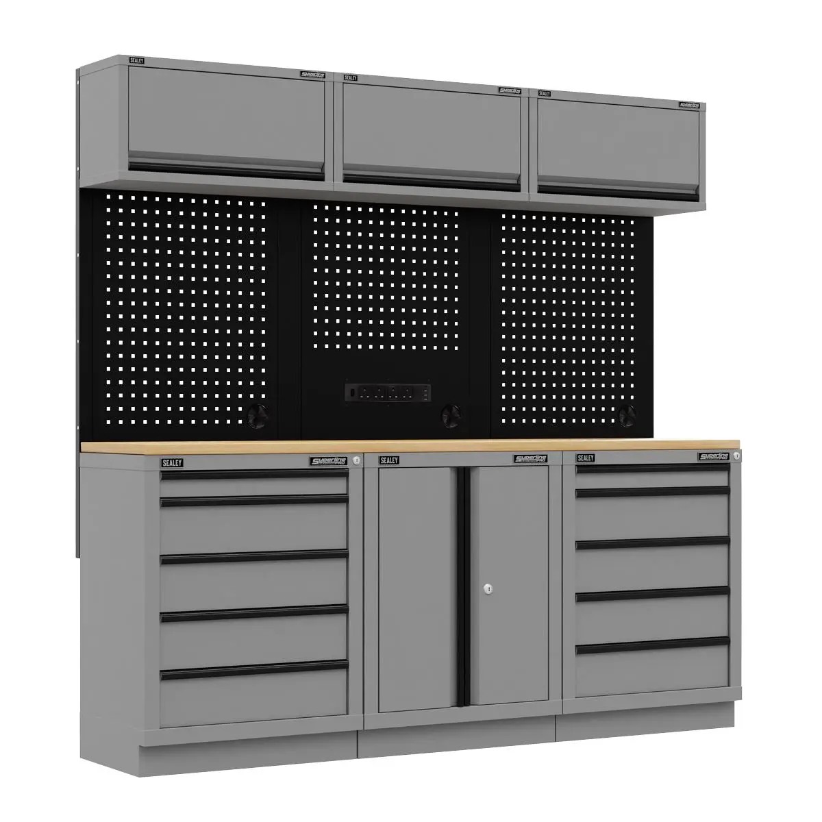 Sealey Superline Pro Superline PRO® Black Edition Storage System with Rubber Wood Worktop 2.04m - Image 2