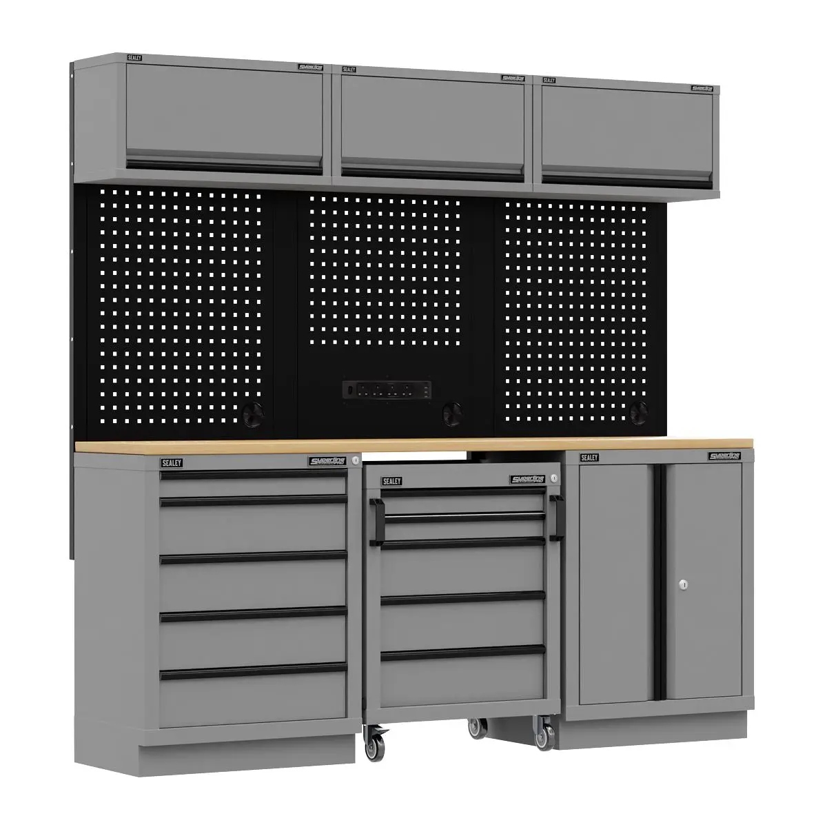 Sealey Superline Pro Superline PRO® Black Edition Storage System with Rubber Wood Worktop 2.04m - Image 7
