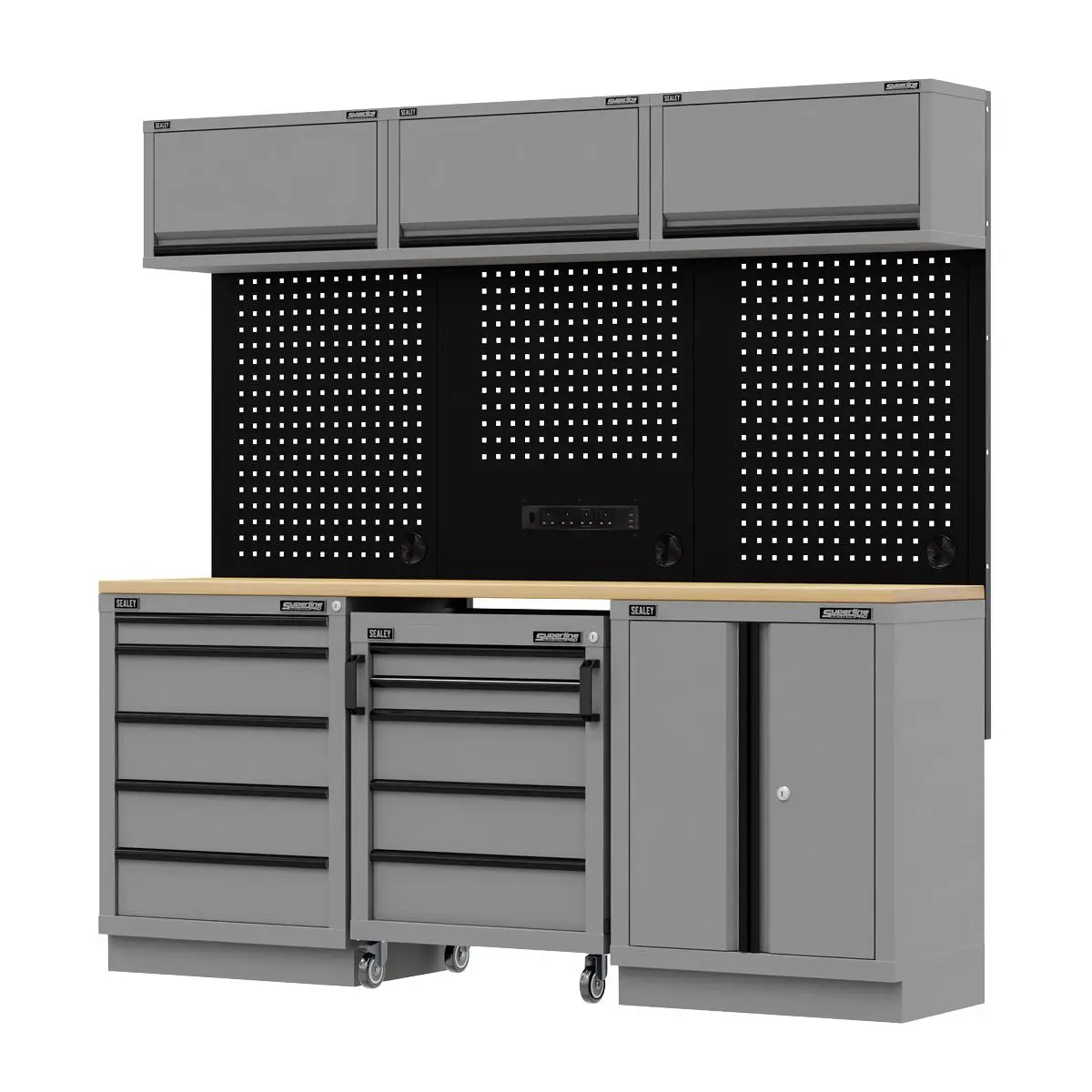 Sealey Superline Pro Superline PRO® Black Edition Storage System with Rubber Wood Worktop 2.04m - Image 8