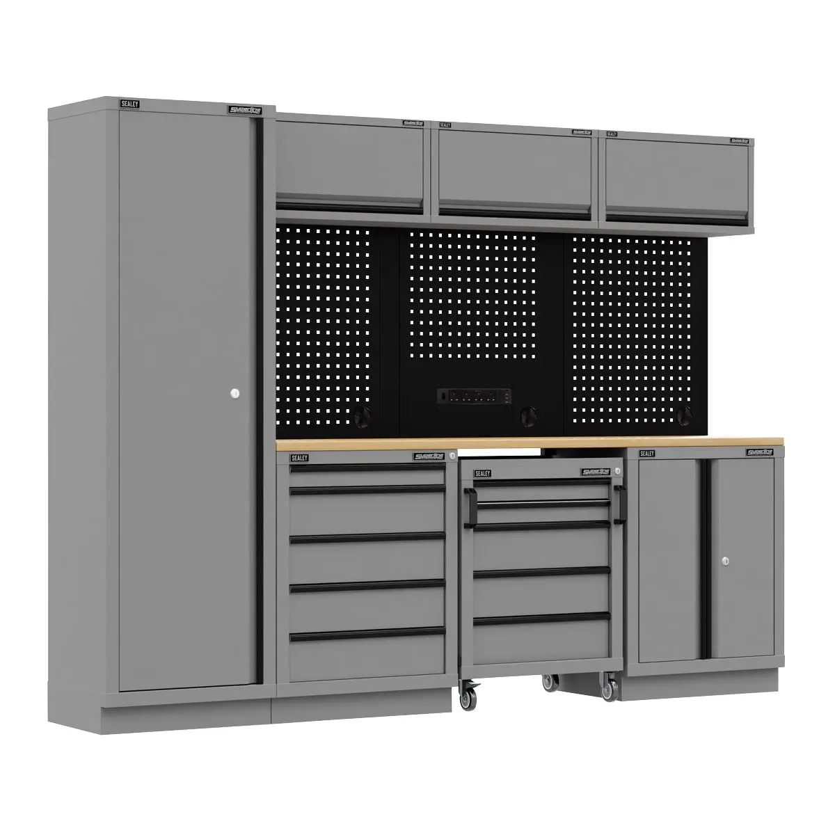 Sealey Superline Pro Superline PRO® Black Edition Storage System with Rubber Wood Worktop 2.64m - Image 2