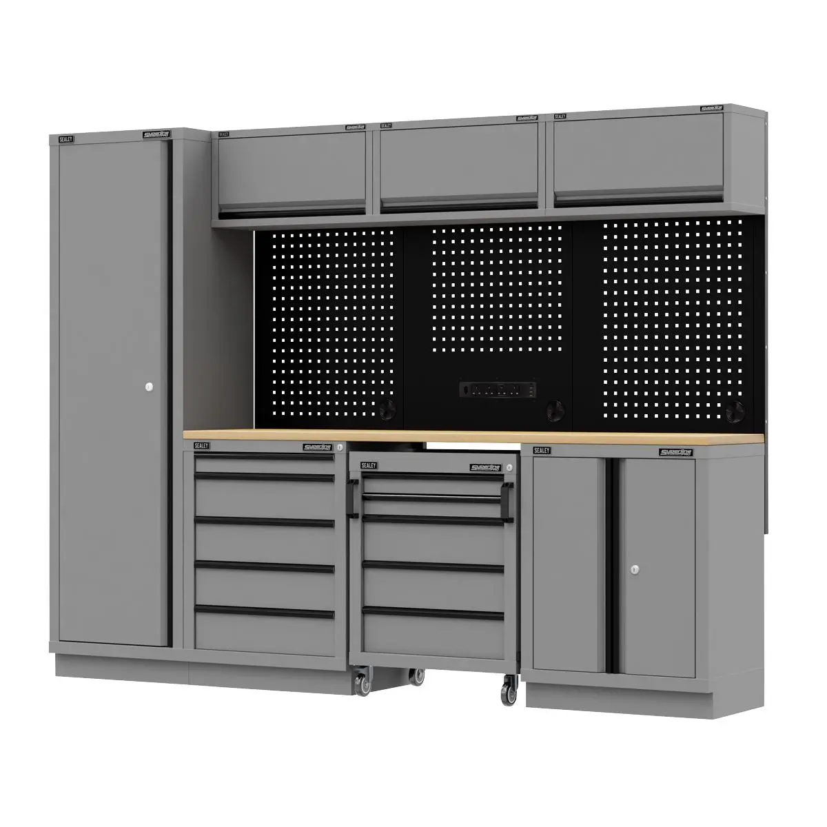 Sealey Superline Pro Superline PRO® Black Edition Storage System with Rubber Wood Worktop 2.64m - Image 3