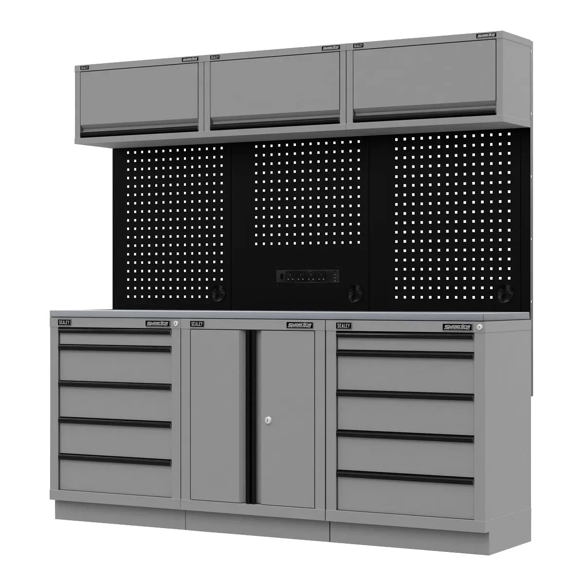 Sealey Superline Pro Superline PRO® Black Edition Storage System with Stainless Worktop 2.04m - Image 2