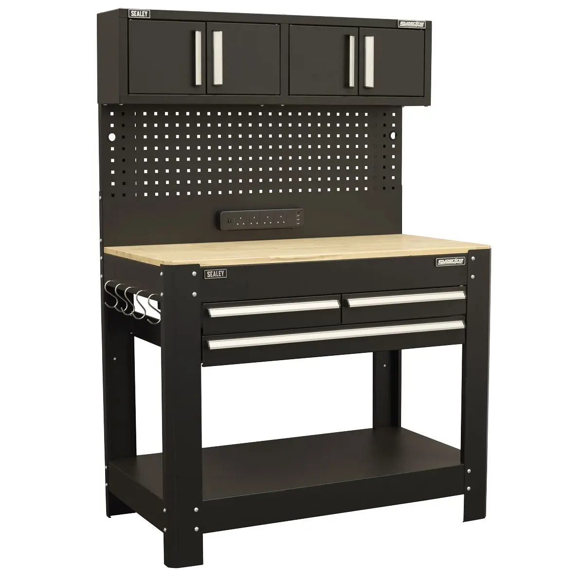 Sealey Superline Pro Superline PRO® Workbench with Pegboard Back Panel, Power Bar & Wooden Worktop