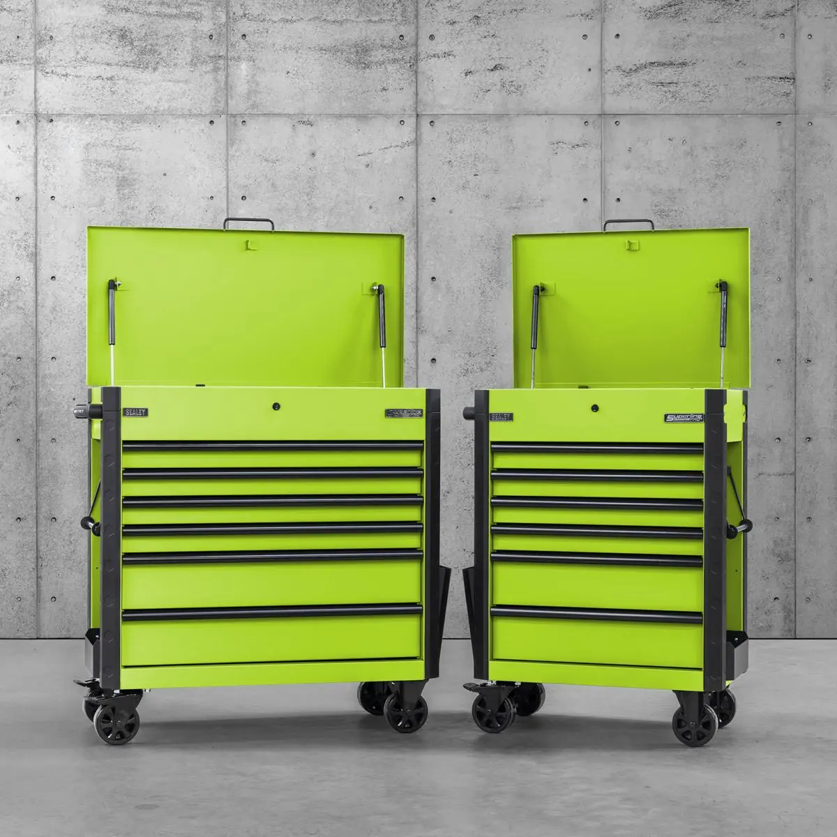 Sealey Superline Pro Tool Trolley 6 Drawer with Ball Bearing Slides - Green - Image 3
