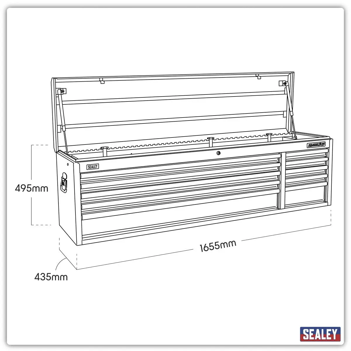 Sealey Superline Pro Topchest 10 Drawer with Ball-Bearing Slides Heavy-Duty - Red - Image 9
