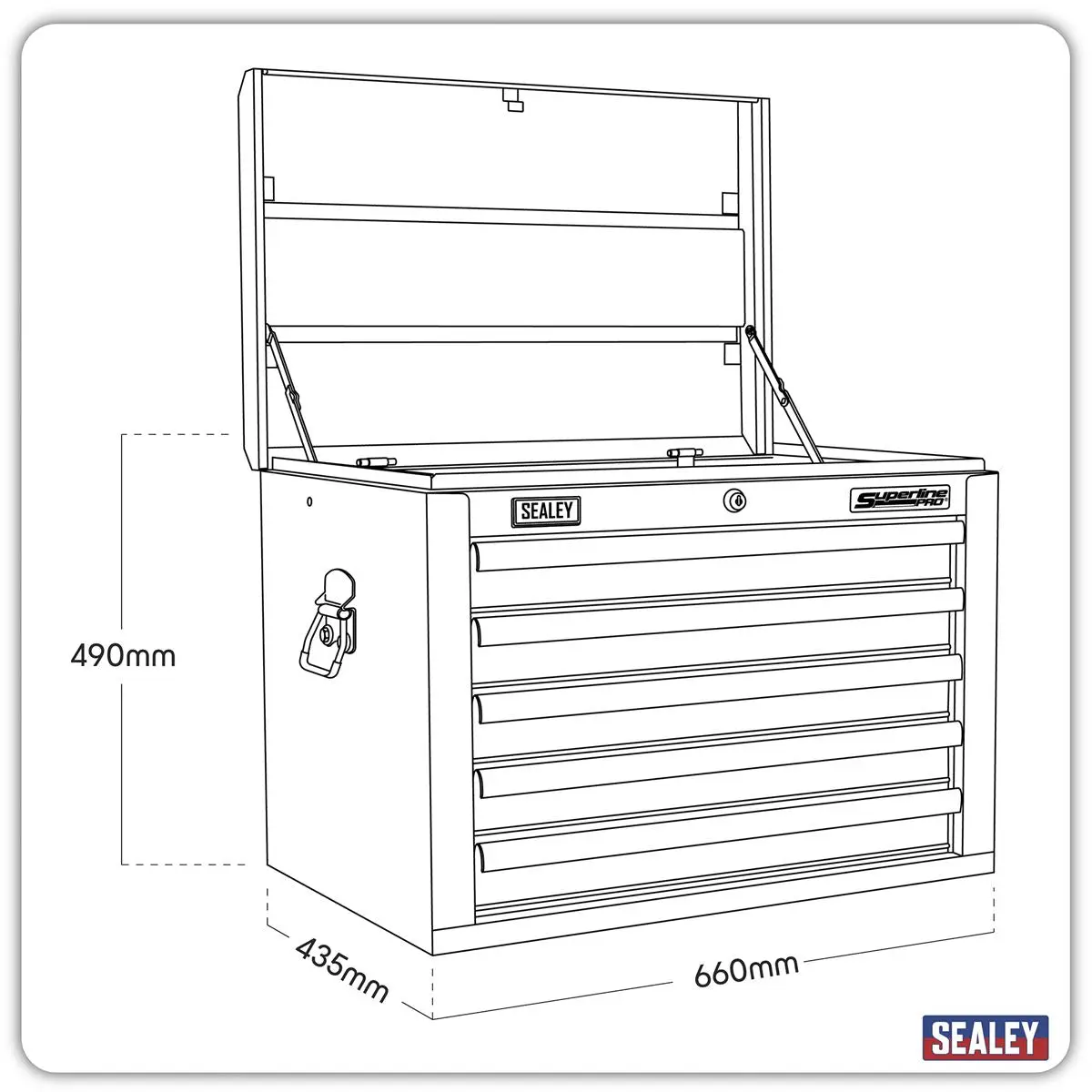 Sealey Superline Pro Topchest 5 Drawer with Ball-Bearing Slides - Blue - Image 3