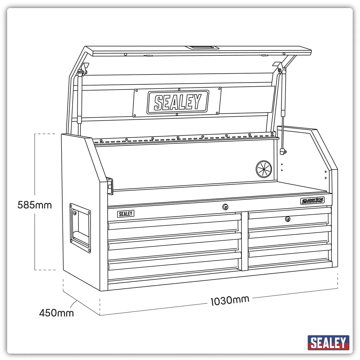 Sealey Superline Pro Topchest 6 Drawer 1030mm with Soft Close Drawers & Power Strip - Image 4