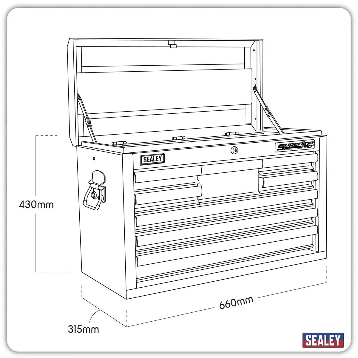 Sealey Superline Pro Topchest 8 Drawer with Ball-Bearing Slides - Red - Image 8