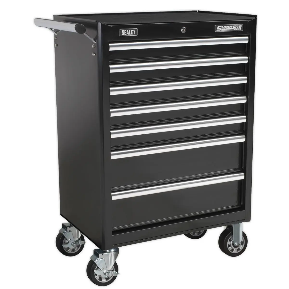 Sealey Superline Pro Topchest & Rollcab Combination 15 Drawer with Ball-Bearing Slides - Black & 148pc Tool Kit - Image 6