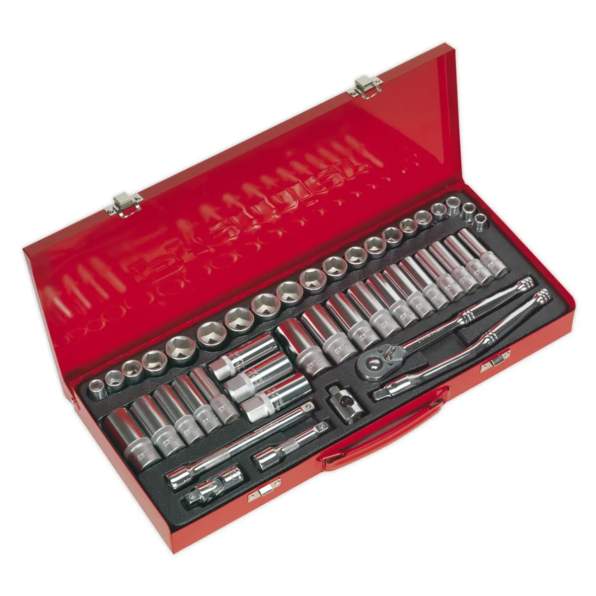 Sealey Superline Pro Topchest & Rollcab Combination 15 Drawer with Ball-Bearing Slides - Red & 148pc Tool Kit - Image 11
