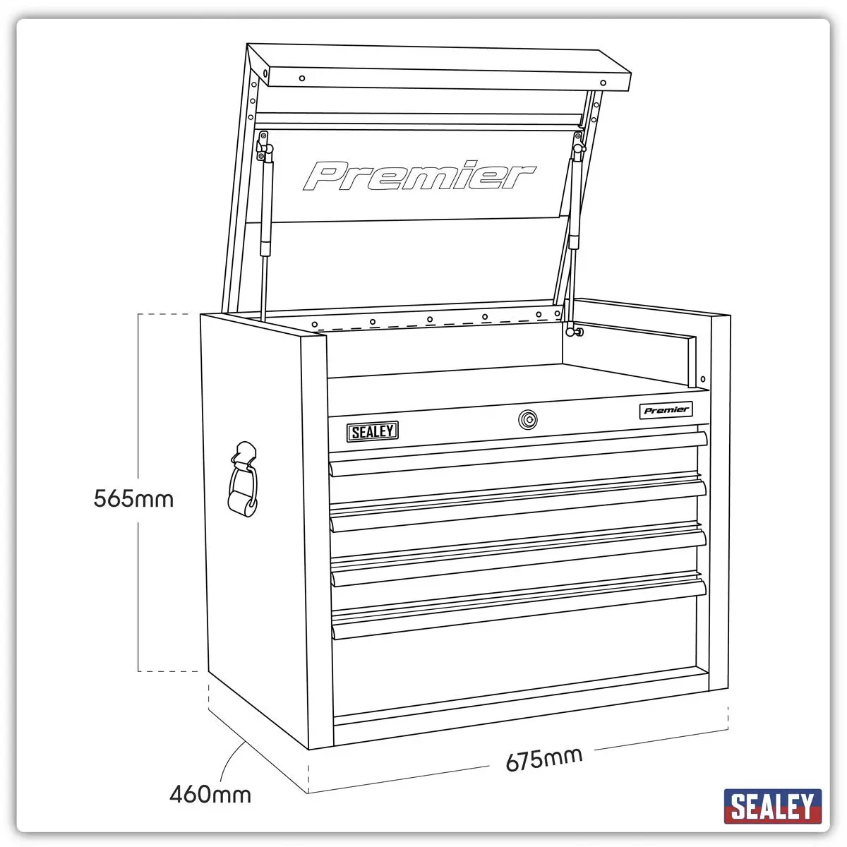 Sealey Premier Topchest 4 Drawer 675mm Stainless Steel Heavy-Duty - Image 2