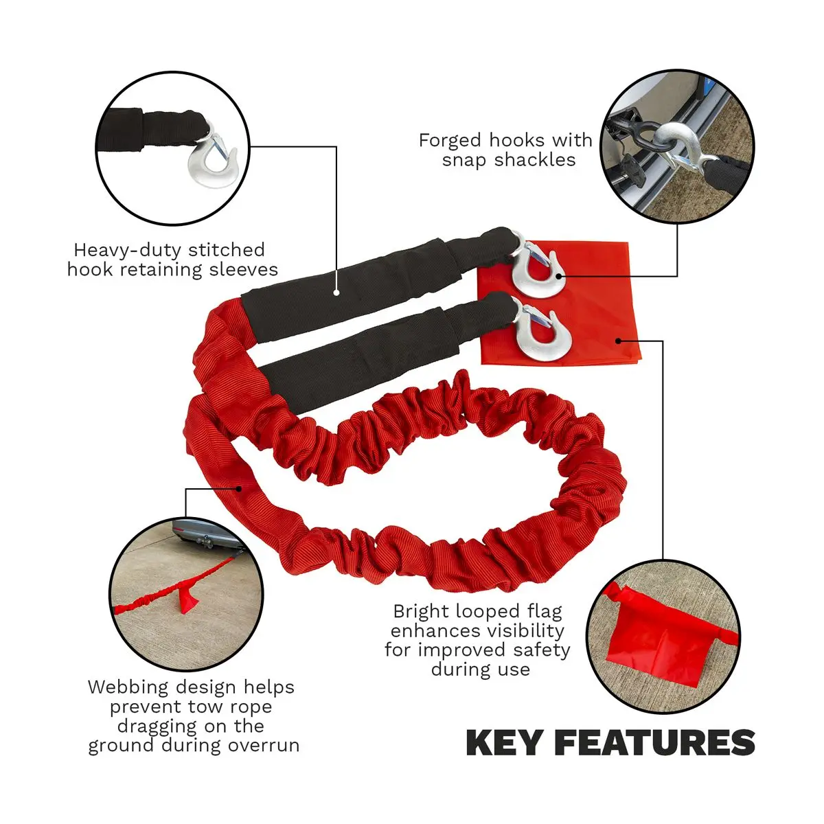Sealey Tow Rope 5000kg Rolling Load Capacity - Image 2