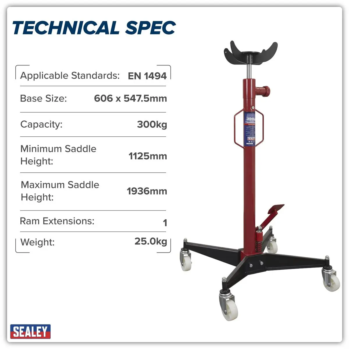 Sealey Vertical Transmission Jack 300kg - Image 5