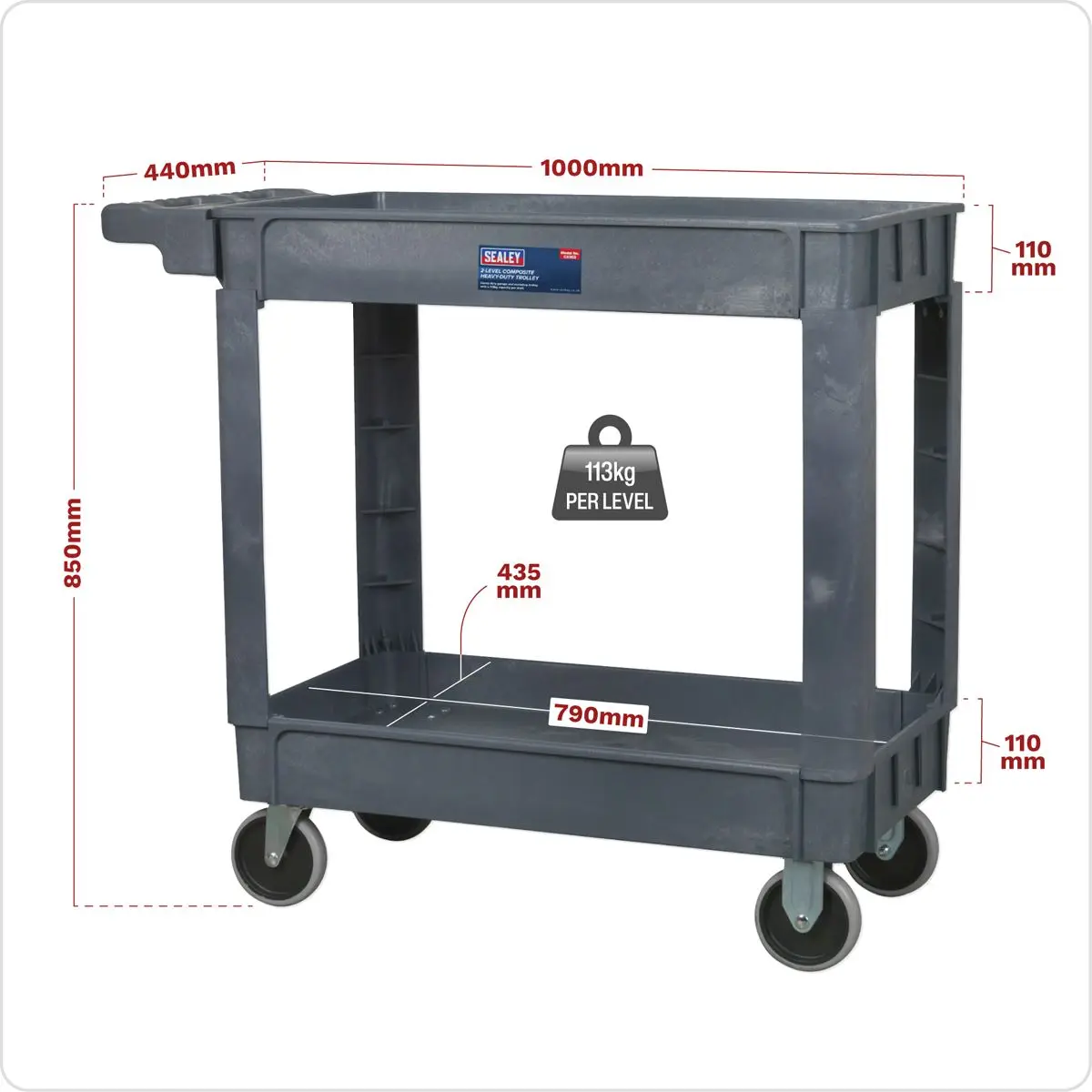 Sealey Trolley 2-Level Composite Heavy-Duty - Image 3