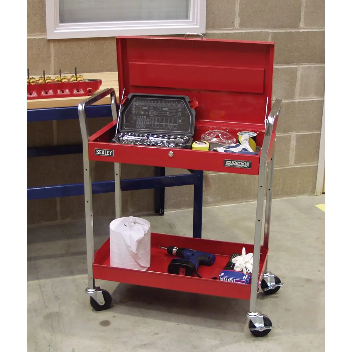 Sealey Superline Pro Trolley 2-Level Heavy-Duty with Lockable Top - Image 6