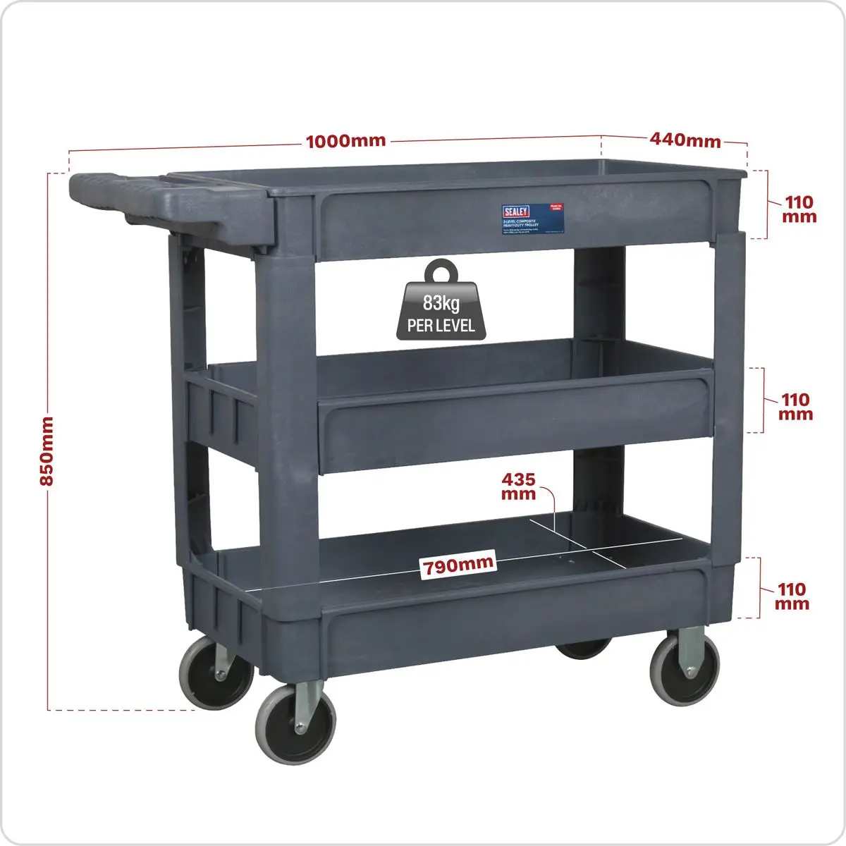 Sealey Trolley 3-Level Composite Heavy-Duty - Image 7