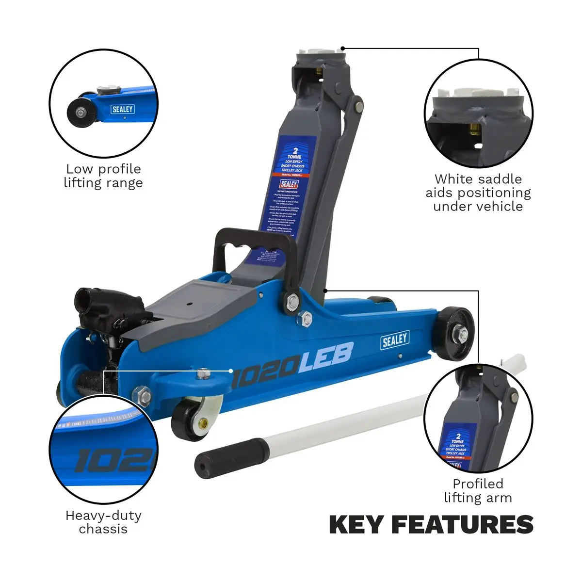 Sealey Low Profile Short Chassis Trolley Jack 2 Tonne - Blue - Image 14