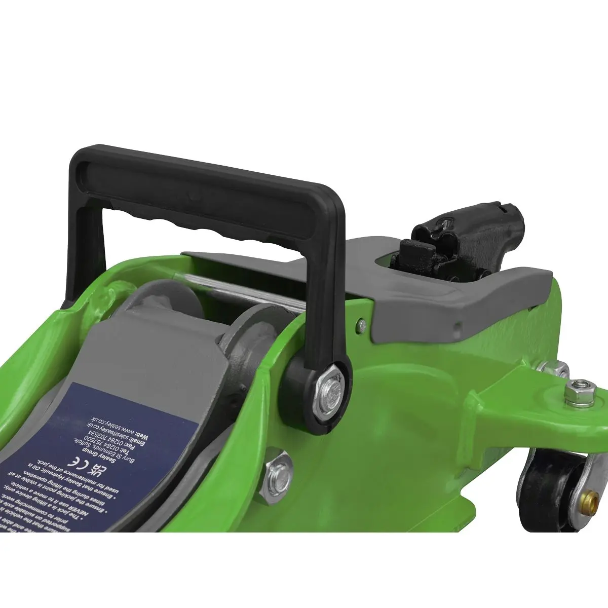 Sealey Trolley Jack 2tonne Low Entry Short Chassis - Hi-Vis Green - Image 2