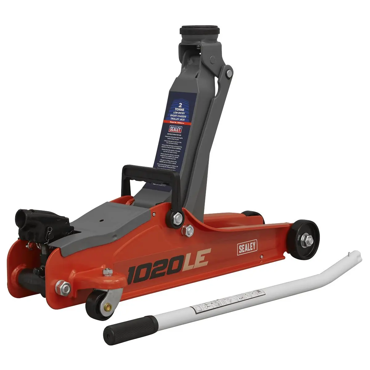 Sealey Trolley Jack 2tonne Low Entry Short Chassis - Red