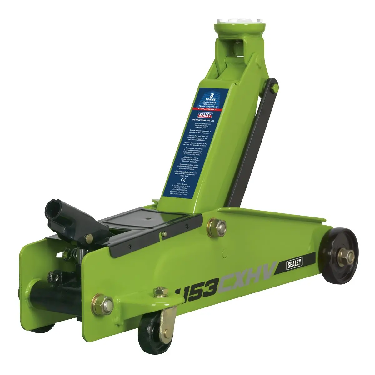 Sealey Long Reach Heavy-Duty Trolley Jack 3 Tonne - Green - Image 2