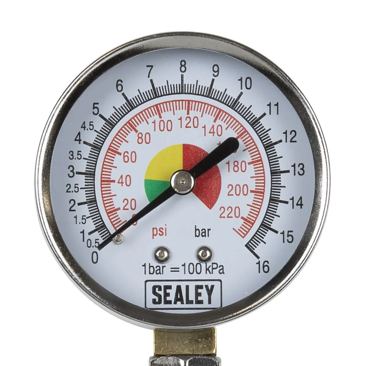 Sealey Twin Connector Tyre Pressure Gauge 0-220psi - Image 3
