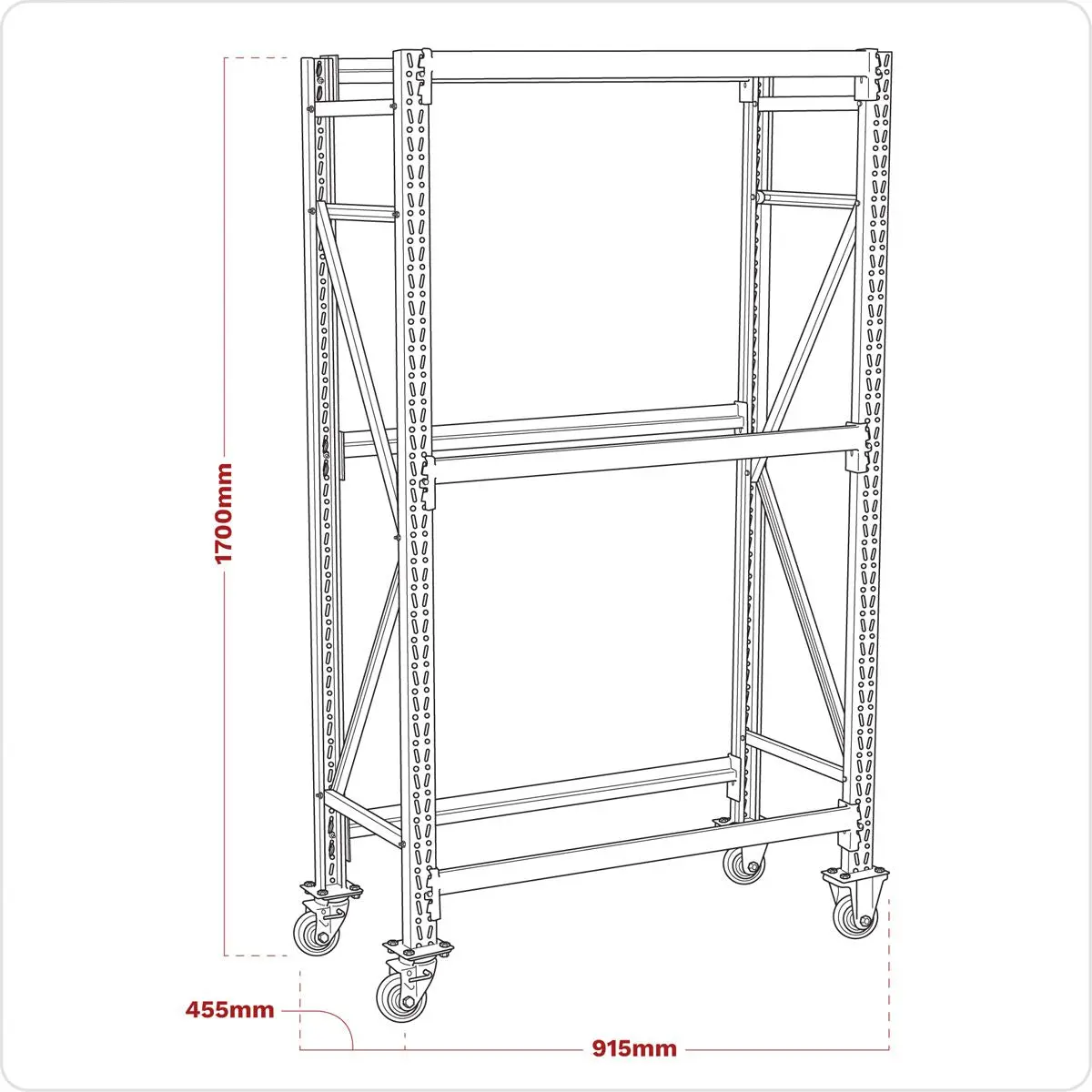Sealey 2-Level Mobile Tyre Rack 200kg Capacity Per Level - Image 2