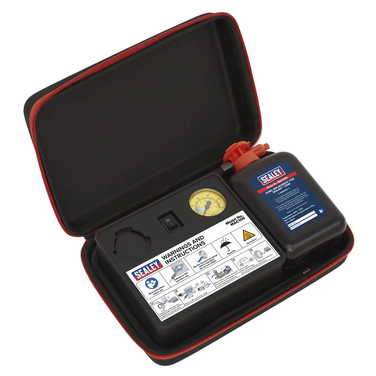 Sealey Tyre Inflator 12V & Emergency Puncture Sealant Kit - Image 5