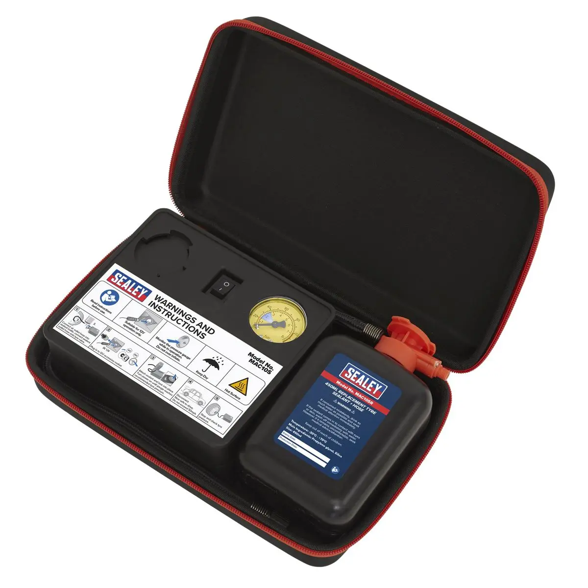 Sealey Tyre Inflator 12V & Emergency Puncture Sealant Kit - Image 8