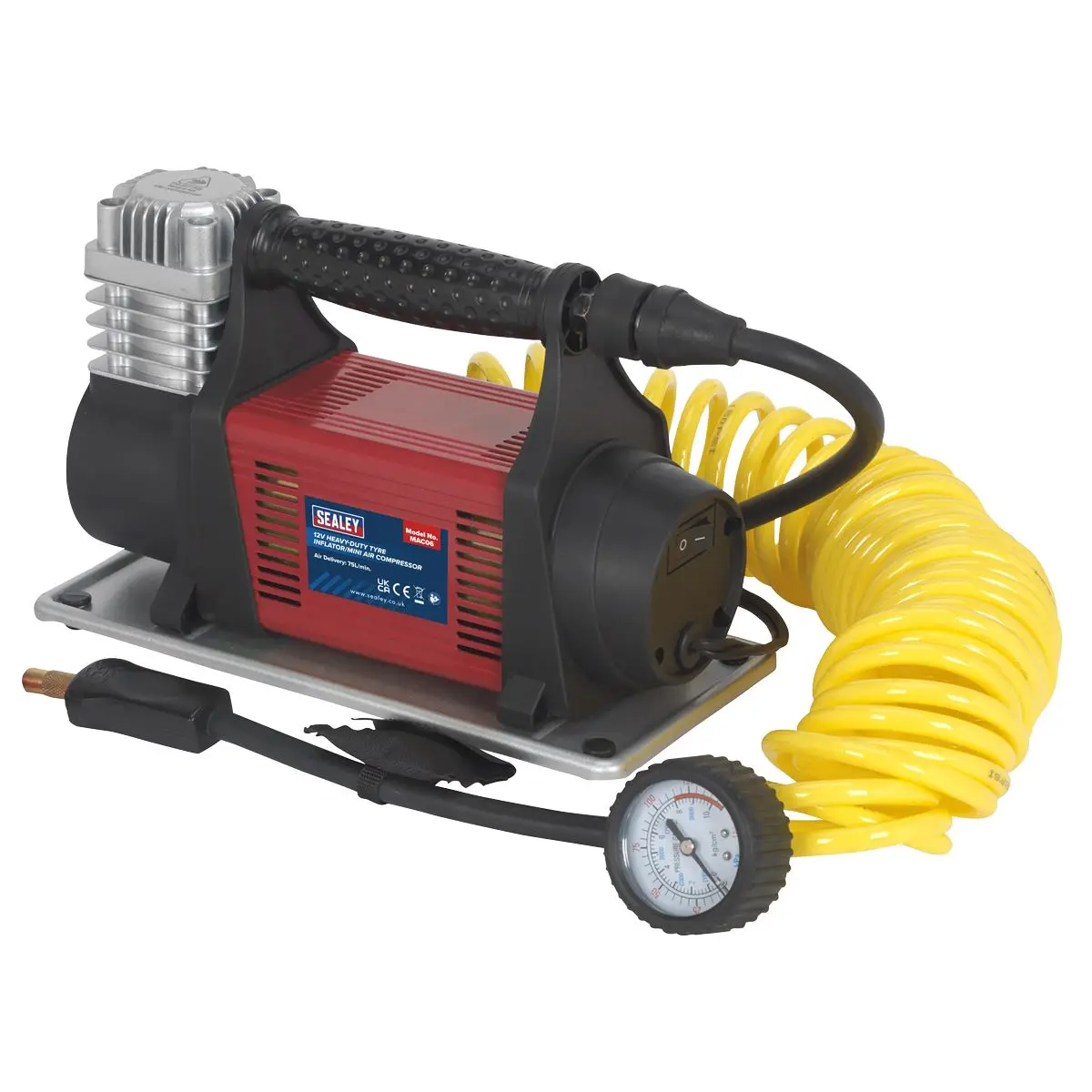 Sealey Tyre Inflator/Mini Air Compressor 12V Heavy-Duty - Image 3