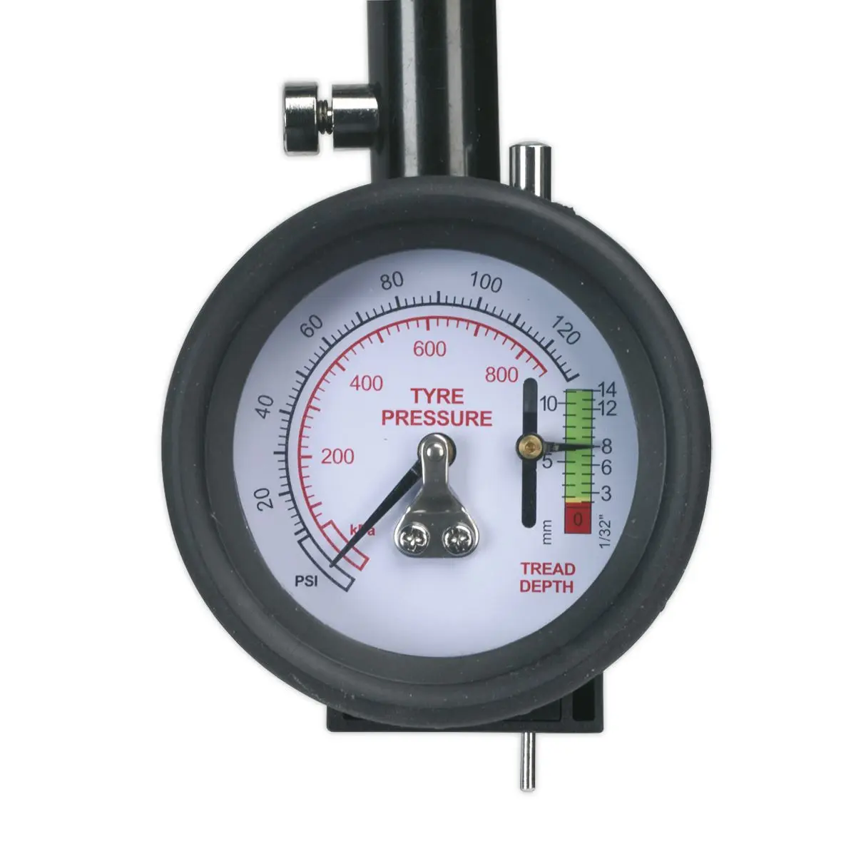 Sealey Tyre Pressure Gauge & Tyre Tread Depth Gauge - Flexible Hose 0-8bar(0-120psi) - Image 4