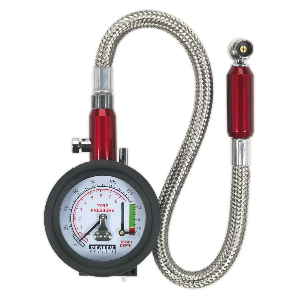 Sealey Tyre Pressure Gauge & Tyre Tread Depth Gauge - Flexible Hose 0-8bar(0-120psi) - Image 5