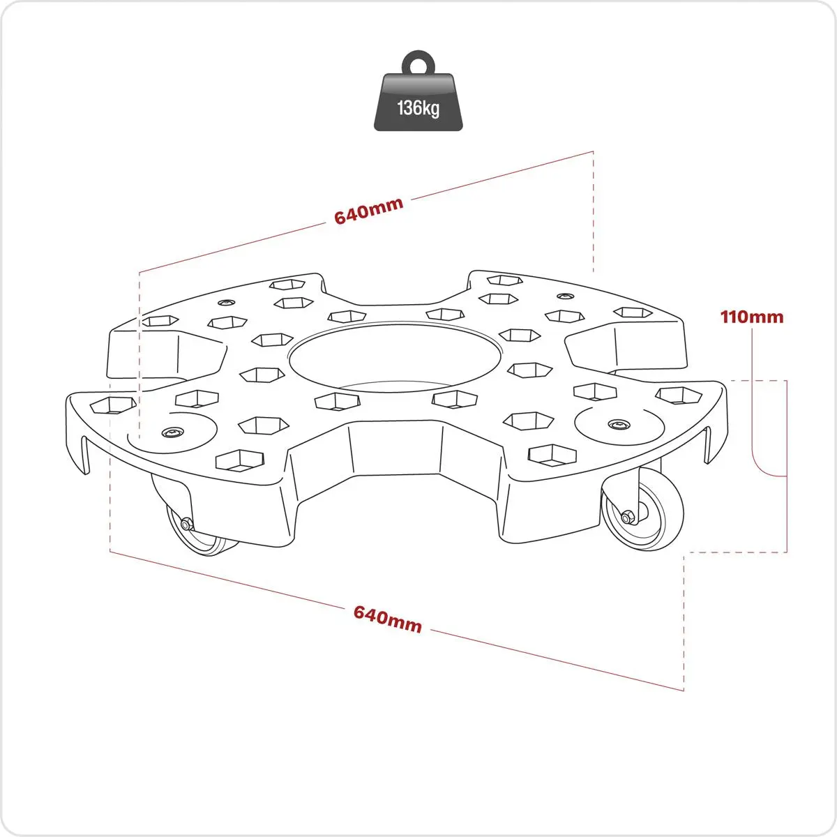 Sealey Tyre Storage/Transport Dolly - Image 2