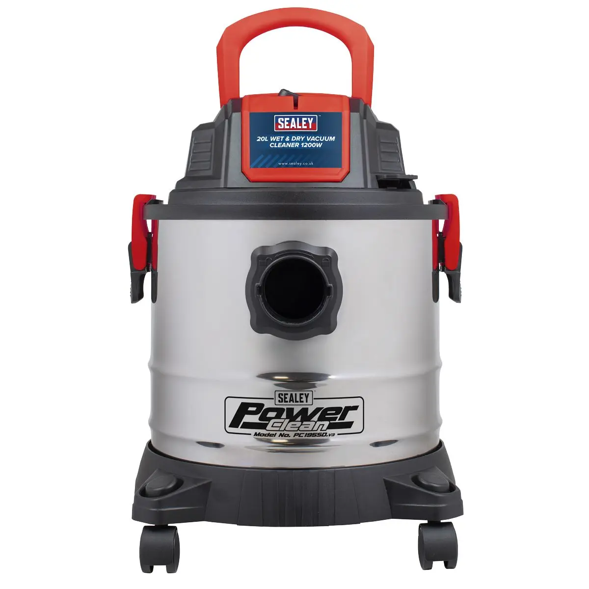 Sealey Vacuum Cleaner Wet & Dry 20L 1200W/230V Stainless Drum - Image 4
