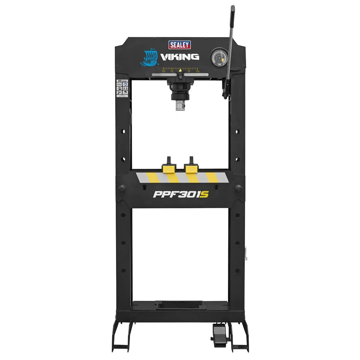 Sealey Viking Floor Type Air/Hydraulic Press with Sliding Ram & Foot Pedal 30 Tonne - Image 10
