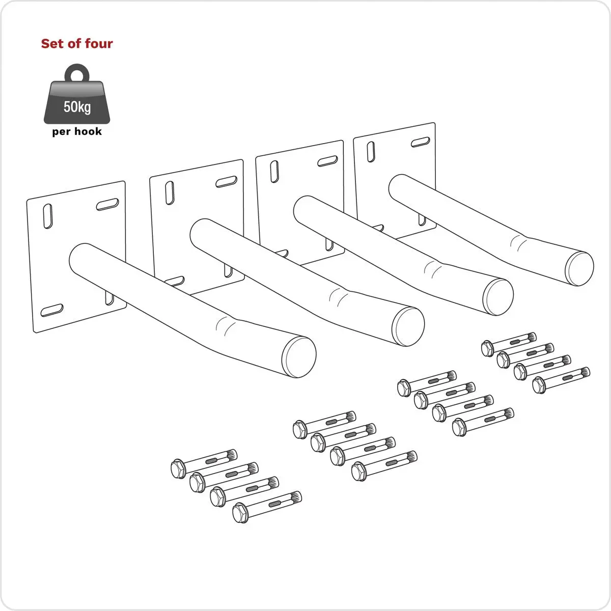 Sealey Wall Mountable Storage Hooks - Set of 4 - Image 5